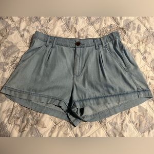 SO High Waisted Soft Blue Cotton Shorts with Belt | Juniors Size Large
